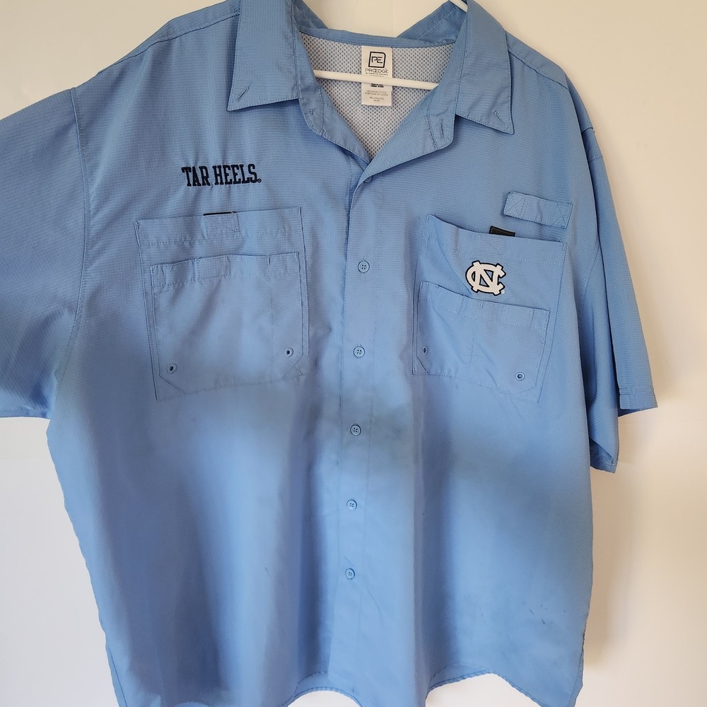 UNC Tar Heels Columbia-Style‎ Fishing Shirt 2XL ProEdge Vented Light Blue